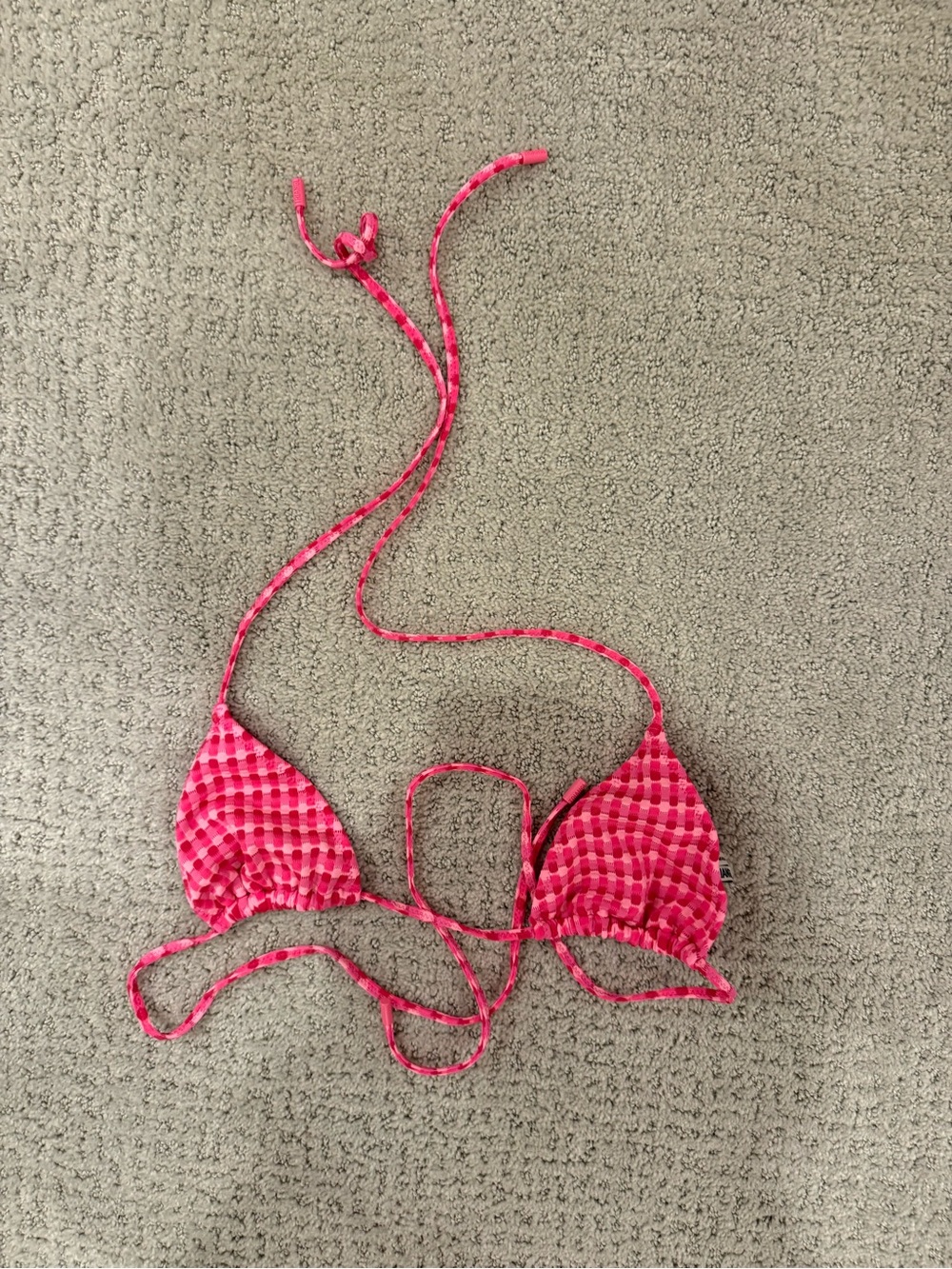 triangl swimwear Pink Gingham Tie Triangle Bikini Top